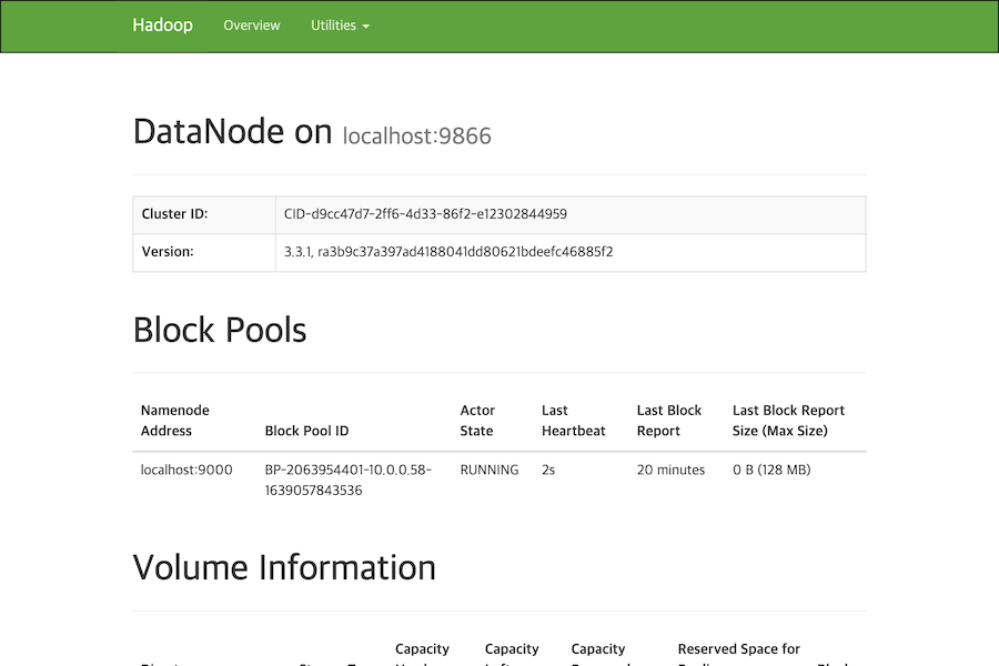 Hadoop Datanode Web UI